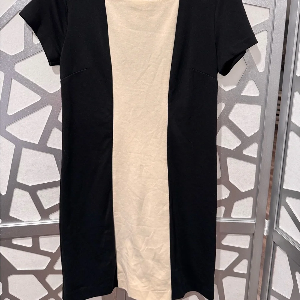 Michael Kors Black and Cream Asymmetrical Dress